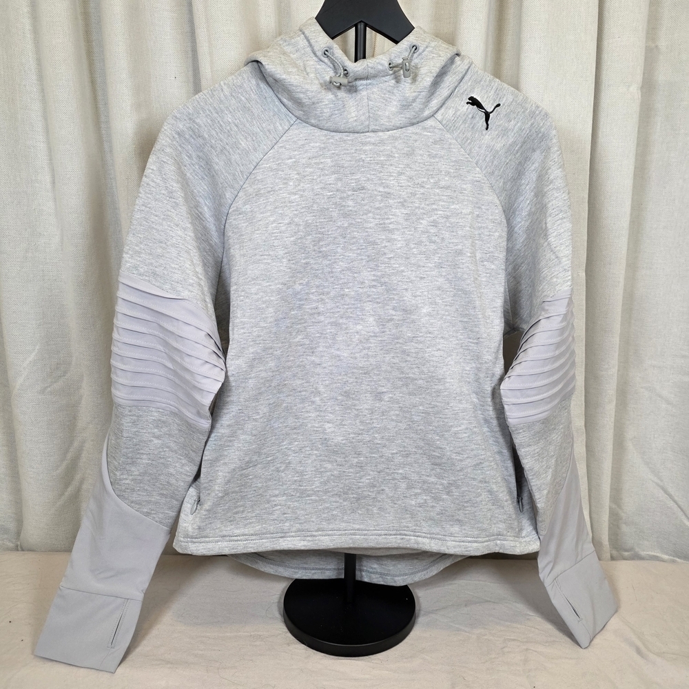 PUMA Women’s L Gray Moto Sleeve Athletic Hoodie